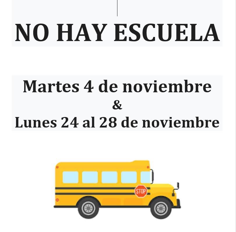 No School 11/4 and Wellness Week 11/24-11/28